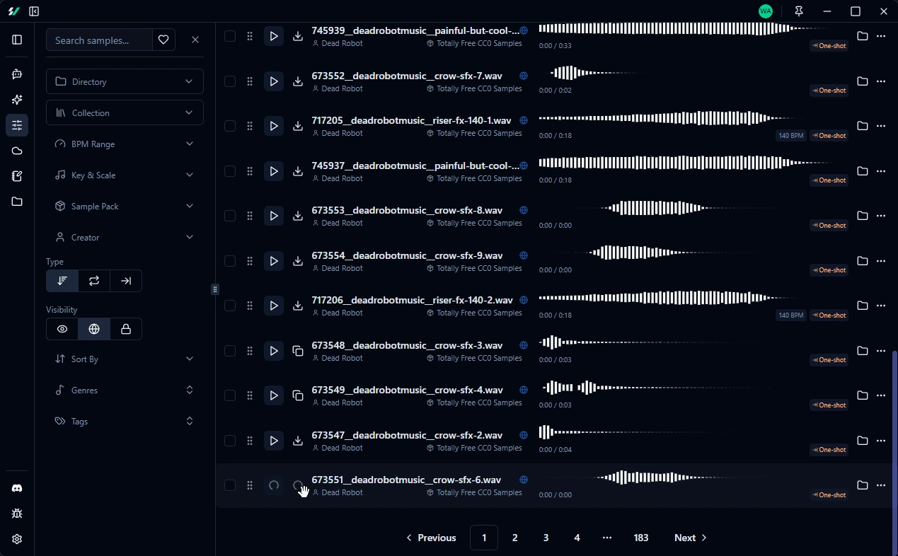 Sample Vault cloud sync feature showing samples accessible across multiple devices